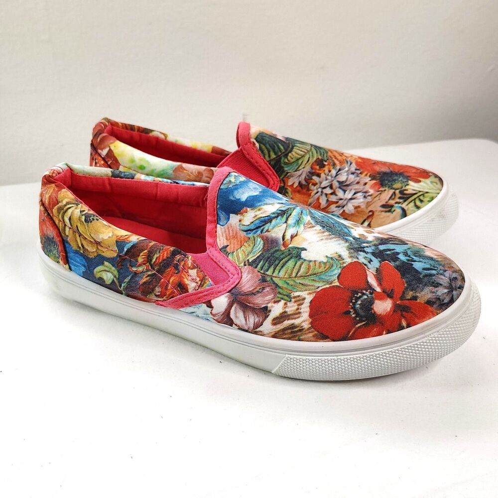 OSITOS Floral Slip On Sneakers 7 Women's Comfort Cushioned Shoes